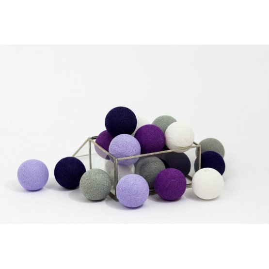Bavlnené svietiace LED guličky Cotton Balls - fialové